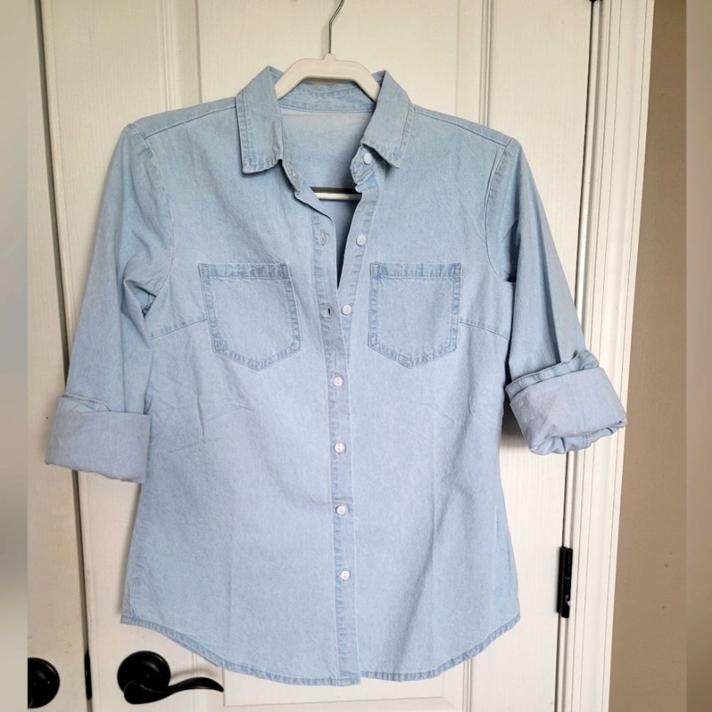 Light Denim Top | Size Small | NWOT - Picture 2 of 6